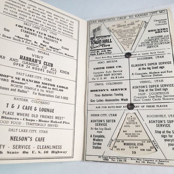 1947 Route 40 Roto-map US 40 Maps of Restaurants and Hotels SF To Kansas City - Picture 3 of 6